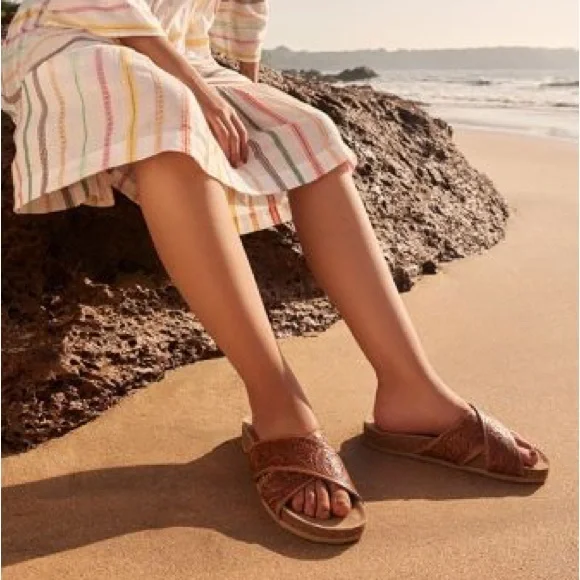 New Release Amazing Myra Bag Handmade Tooled Genuine Leather Spring Sandals - Picture 10 of 11